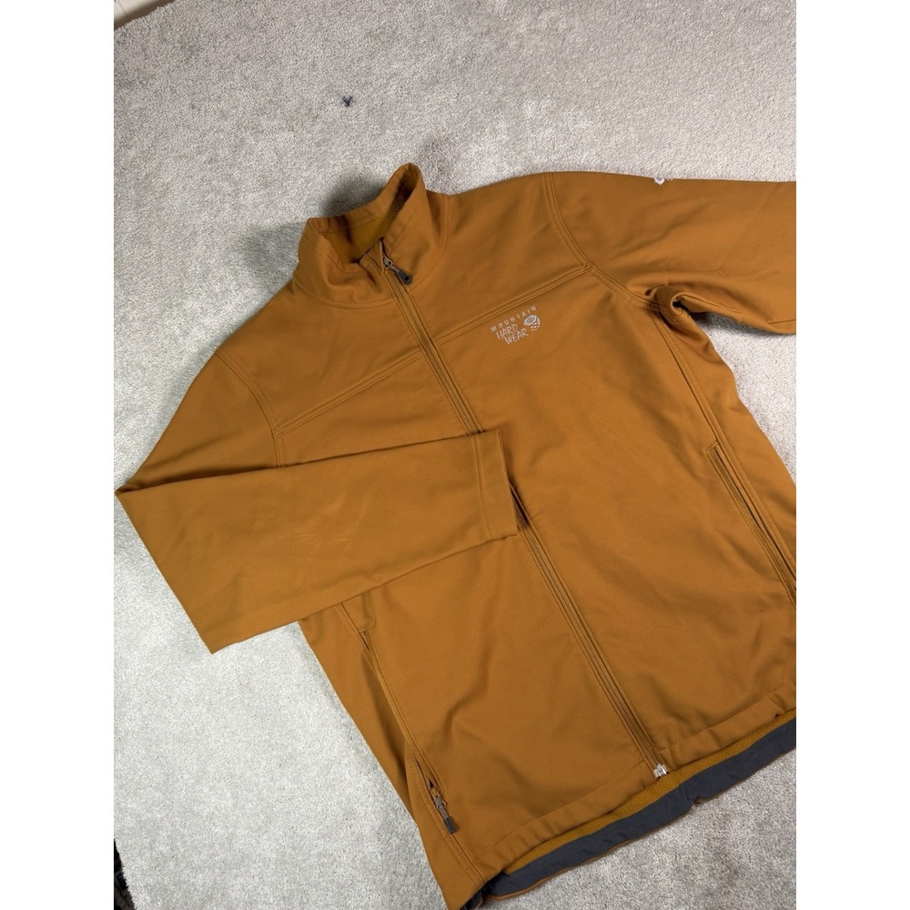 Mountain Hardwear Men's L Softshell Fleece Lined Full Zip Jacket Brown Outdoor